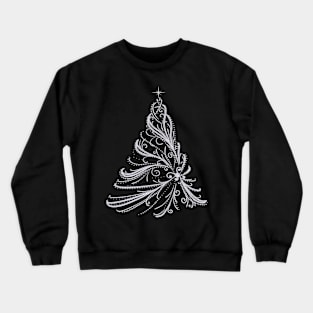 Elegant White Swirl Christmas Tree Crewneck Sweatshirt